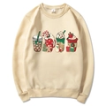 Cream oversized hoodie with Christmas holiday mug graphics and ribbed cuffs in size M - S / Style 311 / Khaki