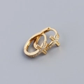 Eleganti orecchini a cerchio dorati a croce con pietre di zircone in stile minimalista - Colore Oro (Paio)