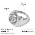 Dettaglio dell'anello a spirale in acciaio inossidabile argento da 15mm con misure - US 8 / Argento (NB-R24428-S)