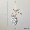 Christmas pine cone ornament with snow effect and wooden beads on rustic hemp rope - Silver Pinecone (Snow Effect)