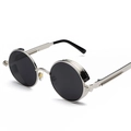 Occhiali da sole rotondi steampunk con montatura in metallo argento e lenti nere vintage - Montatura Argento Lenti Grigie C2