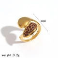 Detailed macro of 18K gold leopard print ring showing 23mm width and 3.2g weight - Split Open Leopard Style (TR4538)