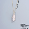 Pink hexagonal crystal pendant necklace with gold wire wrap and adjustable chain - Rose Quartz