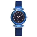Deep blue luminous starry sky watch for women with magnetic Milanese mesh band - Blue