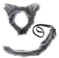 Gray and black wolf ear headband and tail costume set for girls and women cosplay - Wolf Costume 2-Piece Set (Headband + Tail)