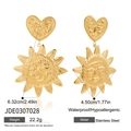Dimensioni dettagliate degli orecchini vintage oro con sole e cuore in stile antico - Stile Vintage Sole Cuore Viso in Rilievo (JDE0307028)