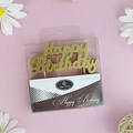 Golden Happy Birthday cake topper candle set in transparent plastic packaging - Gold