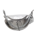 Silver crescent shoulder bag with crinkled texture and metallic chain strap - Silver