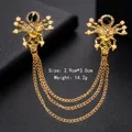 Gothic gold chain brooch with skull, spider, and pearls for suit or knitwear - Skeleton Spider Chain Style (XD8166)