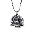 Collier rétro en acier inoxydable avec pendentif œil et gravure motivationnelle - Triangle de l'œil omniscient avec chaîne en acier inoxydable