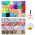 DIY jewelry kit with colorful clay beads, letter beads, and metallic charms in storage box - 48-Grid Polymer Clay & Alphabet Bead Set (SF056)