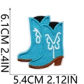 Size specifications for blue cowboy boot embroidery patch with white butterfly patterns - No.5 (Blue Cowboy Boot)