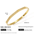 Macro view of 4mm gold plated stainless steel bangle with sparkling cubic zirconia inlay - Classic Pave Bangle (NB-B6365)