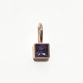 Rose gold square pendant featuring a deep purple gemstone on a white background - Rose Gold February