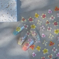 Pegatinas de uñas con relieve de flores 3D y cuentas metálicas para manicura de verano - CO-434 (Estilo de Relieve Floral)