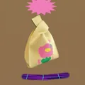 Light yellow knitted wrist bag featuring pink and green floral embroidery patterns - Cartoon Small Flowers