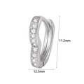 Silver-colored S-shaped wave ear cuff with white zircon stones measuring 11.2x12.3mm - #22 Wave Pave Style