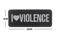 Rechteckiger schwarzer Aufnäher mit weißem I Heart Violence Schriftzug für Kleidung - I Love Violence
