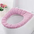 Soft pink pumpkin pattern knitted toilet seat cover with thickened thermal plush fabric - Nordic Pink