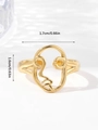 Adjustable golden titanium steel open ring with artistic abstract face profile design - Adjustable Open / Gold Abstract Face Outline (W094-1)