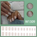 Pearly white gradient square press-on nails with glitter accents and 24-piece full set - Milky White Gradient Glitter Style (W1309)