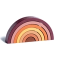 Wooden rainbow stacking blocks in earthy tones including dark red and soft brown - 6-Piece Set / Small Rainbow 5 (Sunset)