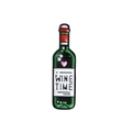 Niedliche Emaille-Brosche in Weinflaschenform mit Wine Time Schriftzug und Herz - Weinflasche (Wine Time)