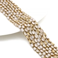 Oval cream faceted crystal beads with gold metal edges for DIY jewelry making - Approx 50pcs/Strand / 4x6MM / Solid Beige