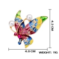 Colorful enamel butterfly brooch pin with pearls and crystals on gold metal base - Multi-Color Enamel Butterfly Brooch with Pearl
