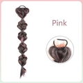 Bubble braid hair extension with pink highlights and black elastic band for women - Bubble Braided Ponytail / Sakura Pink