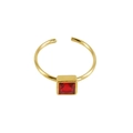 Adjustable 18k gold plated stainless steel ring featuring a square red zircon stone - Adjustable Open / Red Round