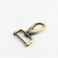 Mosquetón giratorio de metal latón antiguo con anilla D plana para correas de bolso - Diámetro Interior 2.5cm / Herrajes latón antiguo