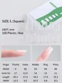 Size chart for thin square false nails in size L showing precise finger measurements - Square (Size L)