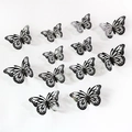 Set of 12 3D hollow butterfly wall stickers in black and silver for party decor - Single Layer-Black