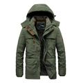 Parka cargo invernale da uomo verde militare con fodera in pile e cappuccio - M / Verde Militare