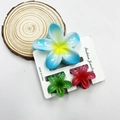 Three-piece plumeria flower hair claw set in gradient blue, green, and red matte finish - Large And Small Claw Clips Combination / Blue Gradient