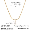Detalles del collar de acero inoxidable con colgante de circón e información técnica - Estilo Cristal Rectángulo(JDN0311109) / Dorado
