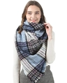 Plaid cashmere-like oversized winter scarf in blue and purple check pattern with tassels - A198 Blue Purple Black White Plaid