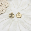 Golden alloy Chinese zodiac pendants featuring tiger and crown designs for DIY jewelry - Crown Tiger