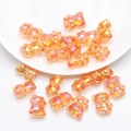 Transparent orange resin bear beads for DIY jewelry making and necklace crafts - Gold Rose Red