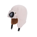 Winter kids knit aviator hat in cream white with fleece lining and black goggles - Beige