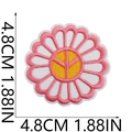 Pink and yellow floral embroidered patch with 4.8cm size measurement on white background - Style 5 (Pink Peace Flower)