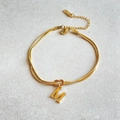 Détail de la chaîne à double rangée plaquée or 18K avec pendentif lettre M - Or-M