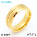 Anillo de acero de tungsteno dorado de 8mm con superficie cepillada para hombre - US 11 / Estilo A Oro (KR114258-TS)