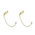Punk-Stil 18K Gold Ohrring und Manschette Set mit funkelnden weißen Zirkonia Steinen - Gold (JQH0211)