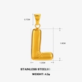 Polished gold stainless steel puffy letter L pendant charm with dimensions 1.8x1.2cm - Letter L - Gold