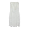 Detailed view of white floral crochet lace texture on elegant long summer dress - S / Lace Skirt (A02) / White