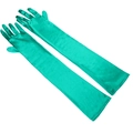 Elegant opera length mint green satin gloves for bridal evening gowns and weddings - One Size / Dark Green
