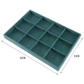 Dark green 12-slot jewelry display tray with soft velvet surface for rings and bracelets - 12-Grid Tray