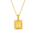 Collier en acier inoxydable plaqué or 18 carats avec pendentif carré lettre T ajouré - Lettre T(SP598G-T)